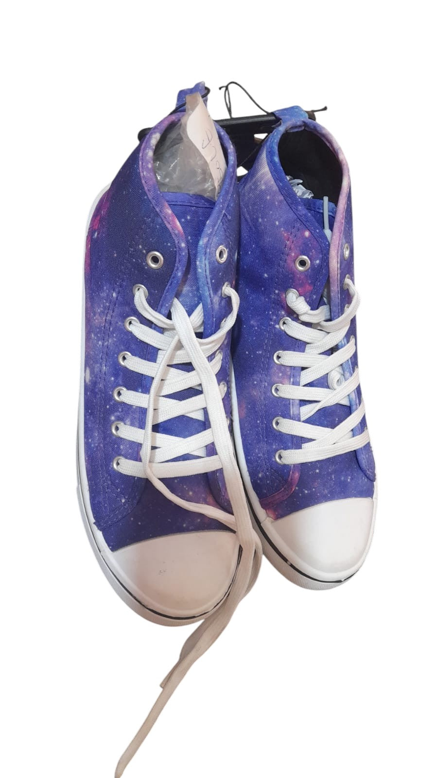 Galaxy Print Lace-Up High-Top Sneakers – Blue &amp; Purple