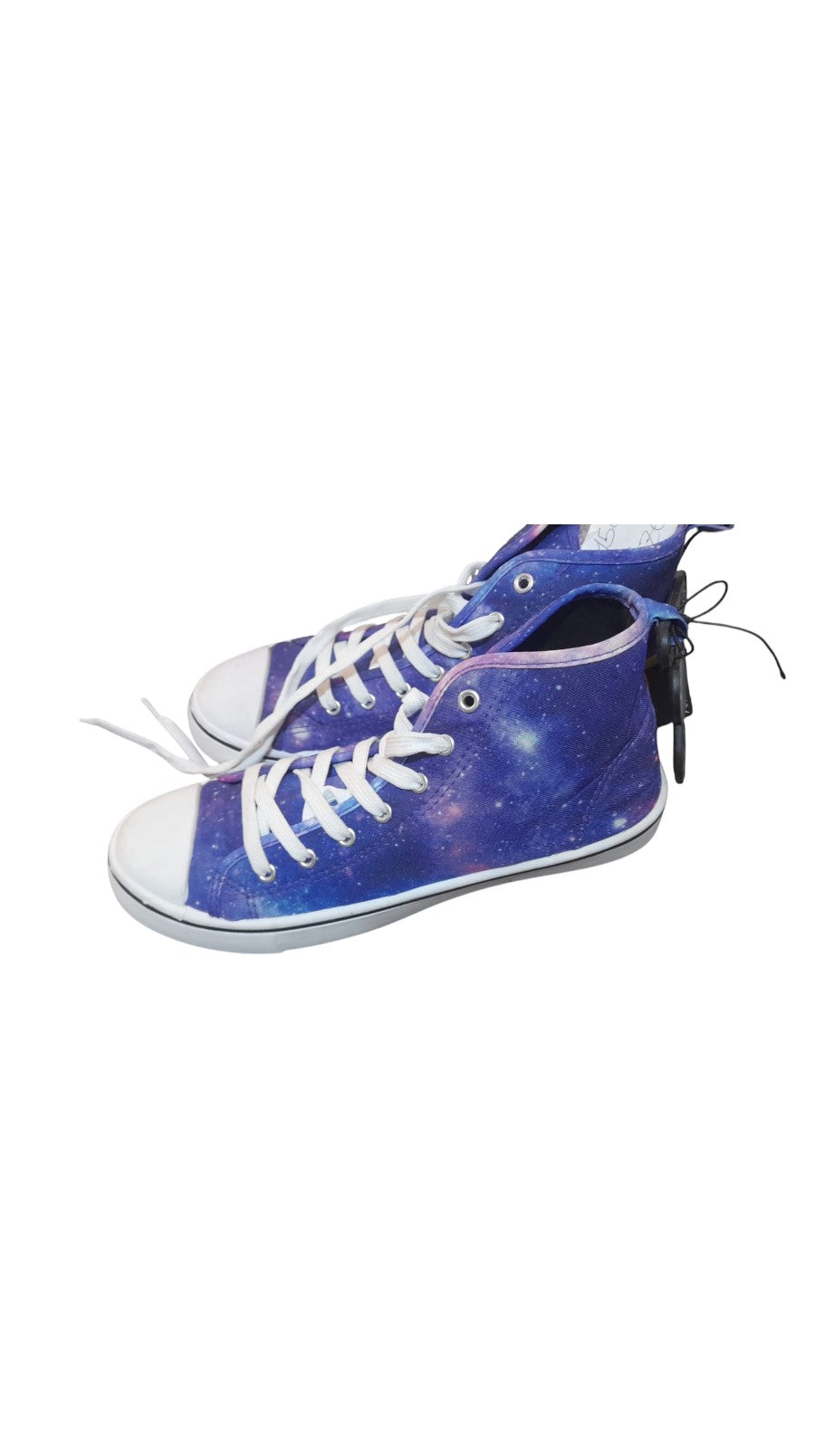 Galaxy Print Lace-Up High-Top Sneakers – Blue &amp; Purple