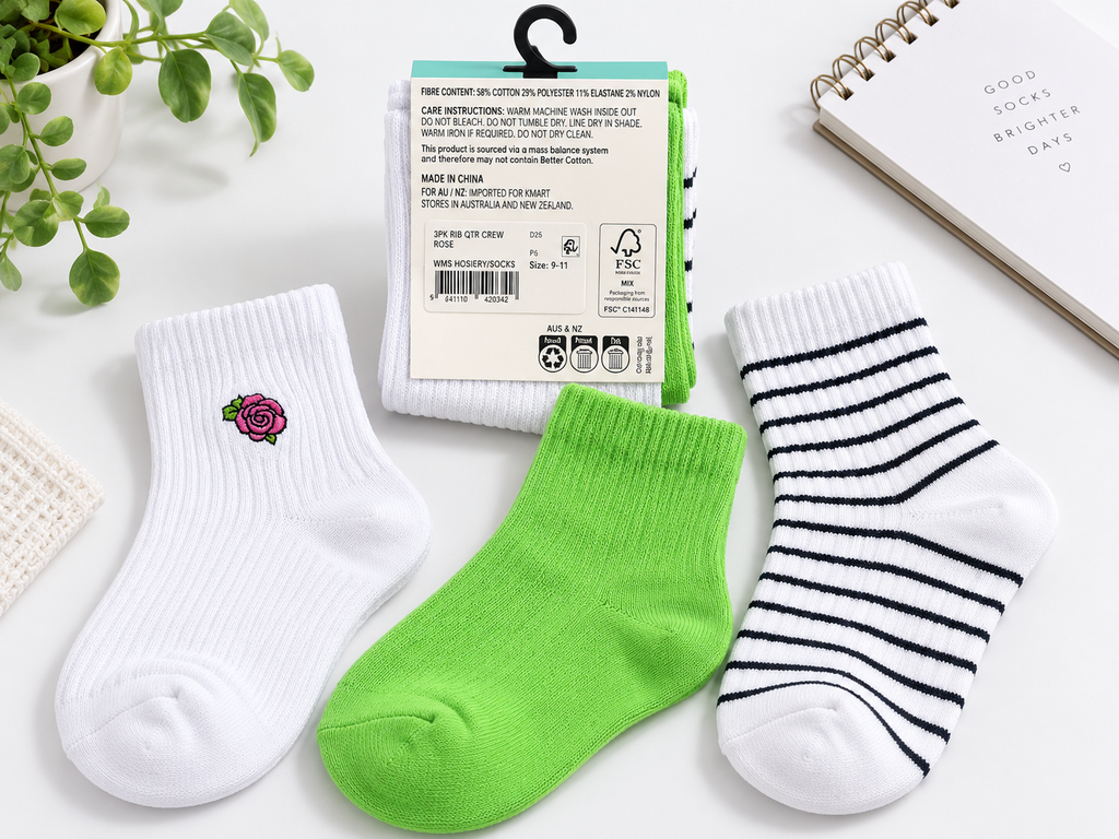 Anko Women’s Casual Quarter Crew Socks – 3 Pack