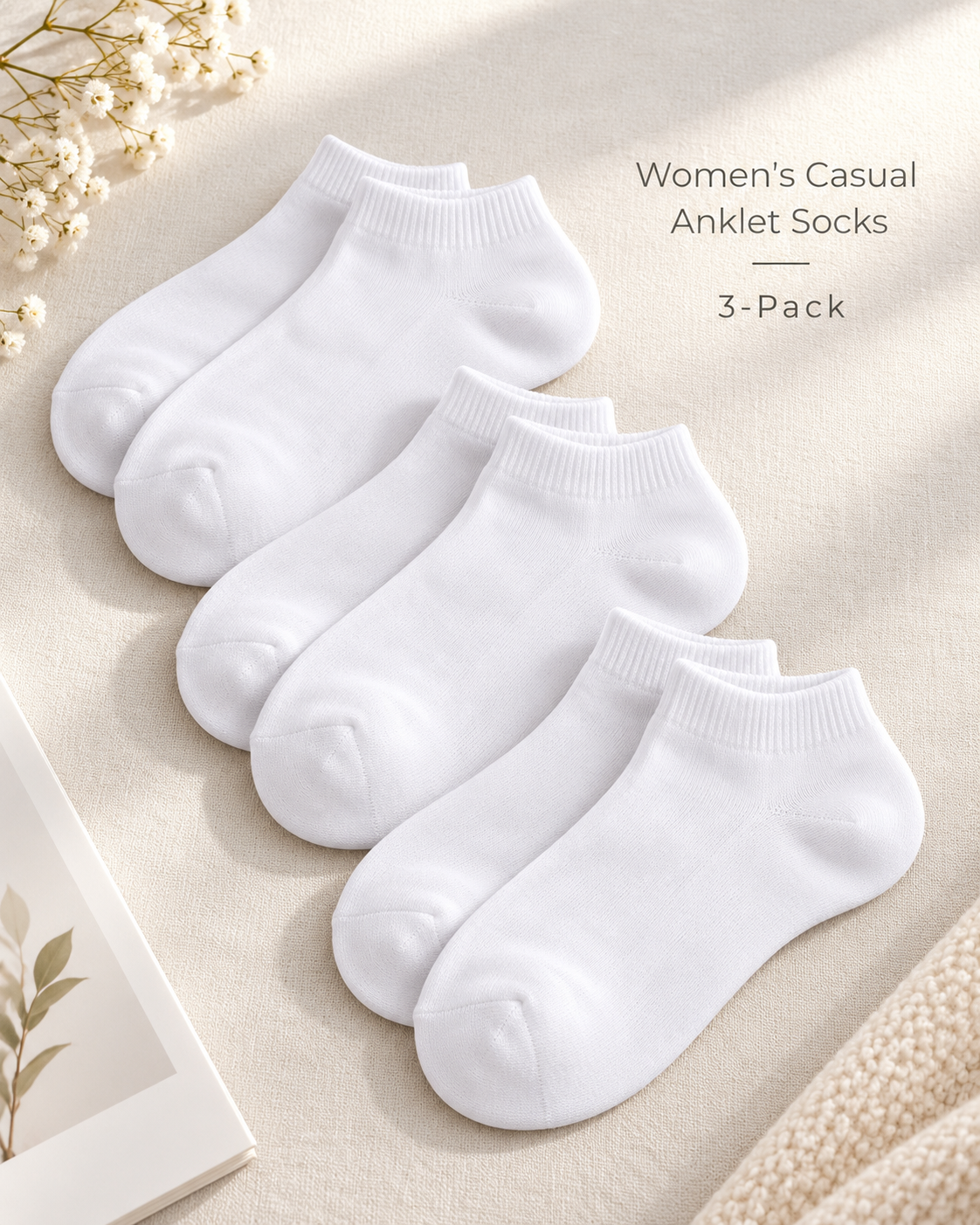 Anko Women's Casual Anklet Socks (3-Pack)
