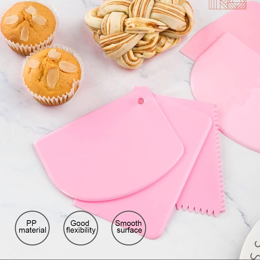 Cake Scraper 3 Pieces, Dough Cutter and Dough Scraper Plastic Dough Bowl for Cake Decoration&nbsp;
