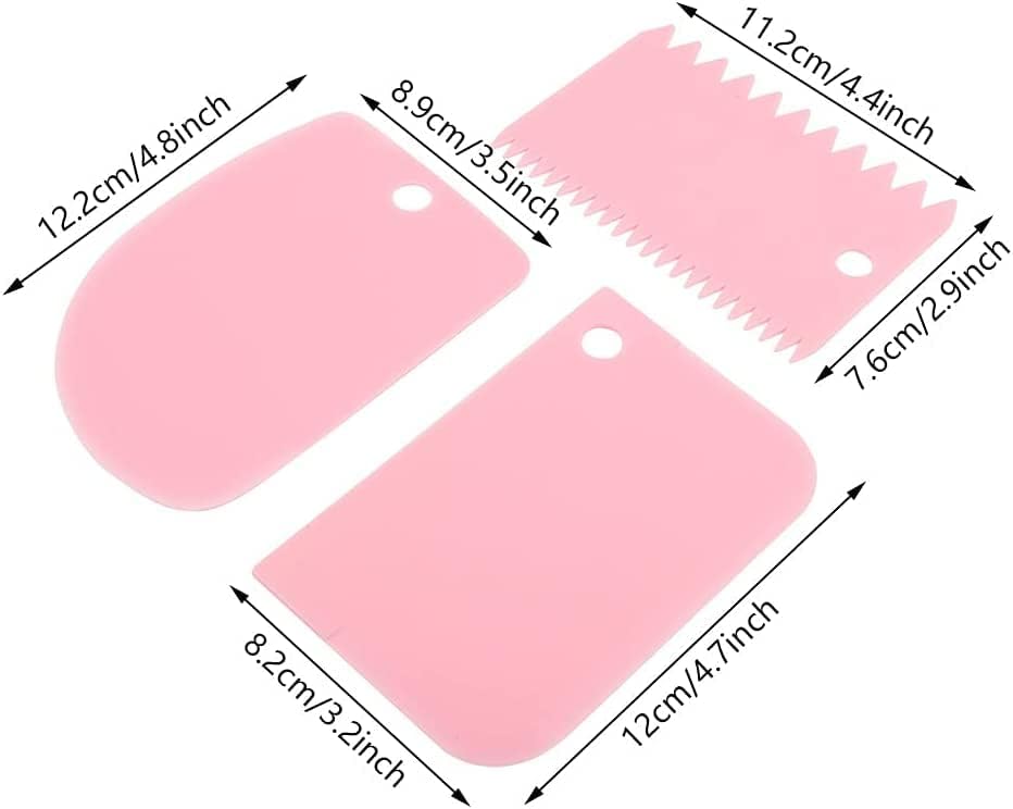 Cake Scraper 3 Pieces, Dough Cutter and Dough Scraper Plastic Dough Bowl for Cake Decoration&nbsp;