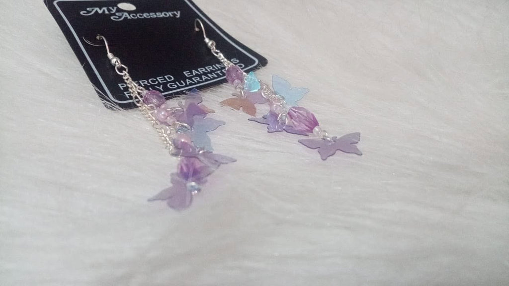 "My Accessory" multi-layered butterfly tassel dangle earrings