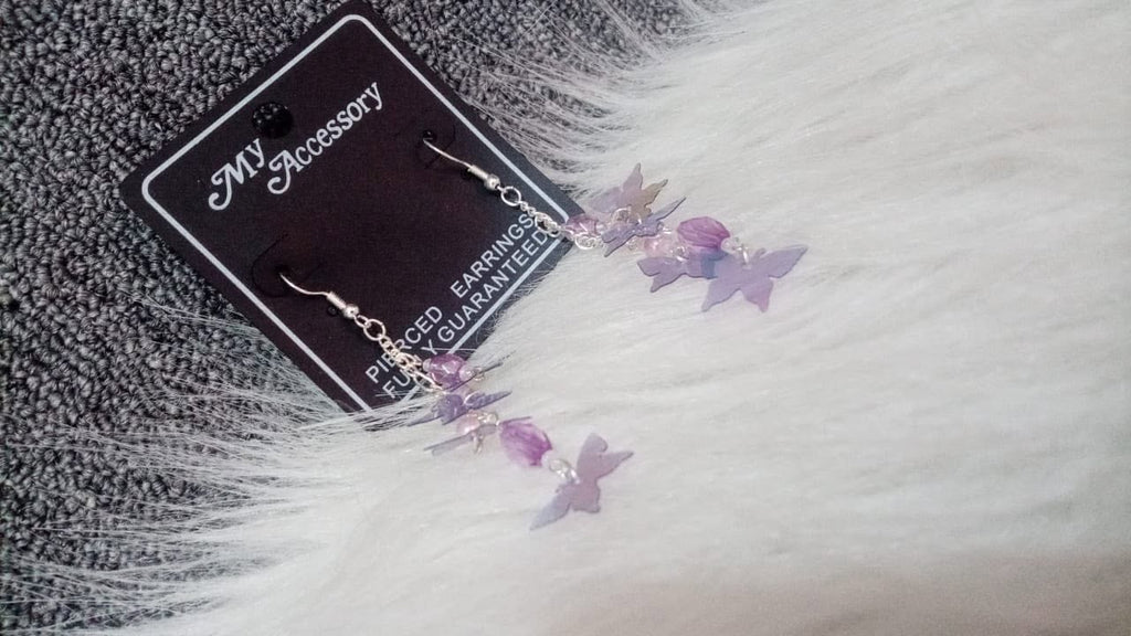 "My Accessory" multi-layered butterfly tassel dangle earrings