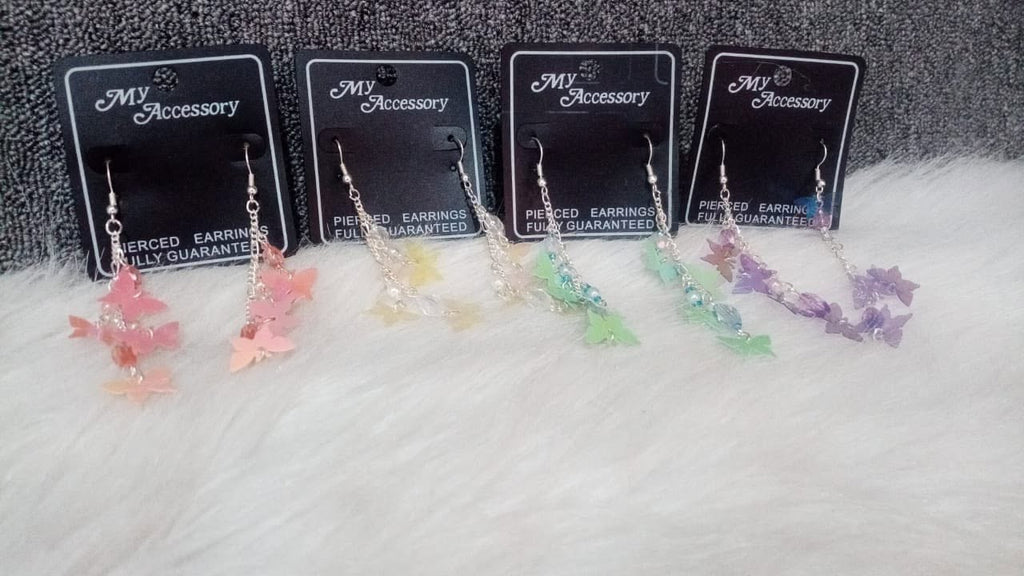 "My Accessory" multi-layered butterfly tassel dangle earrings