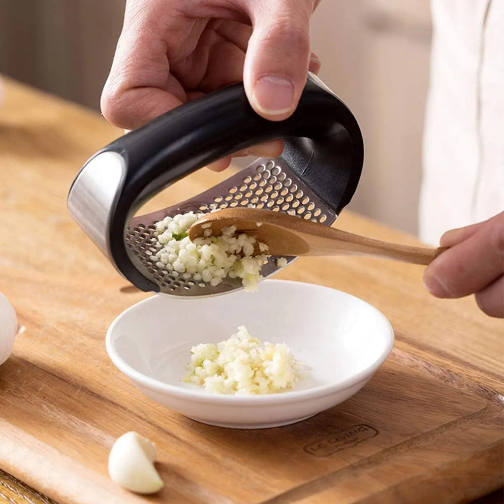 Garlic Rocker Press with Black Handle