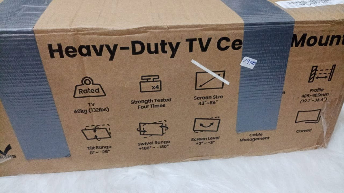 Heavy-Duty Adjustable TV Ceiling Mount – 43–86 Inches