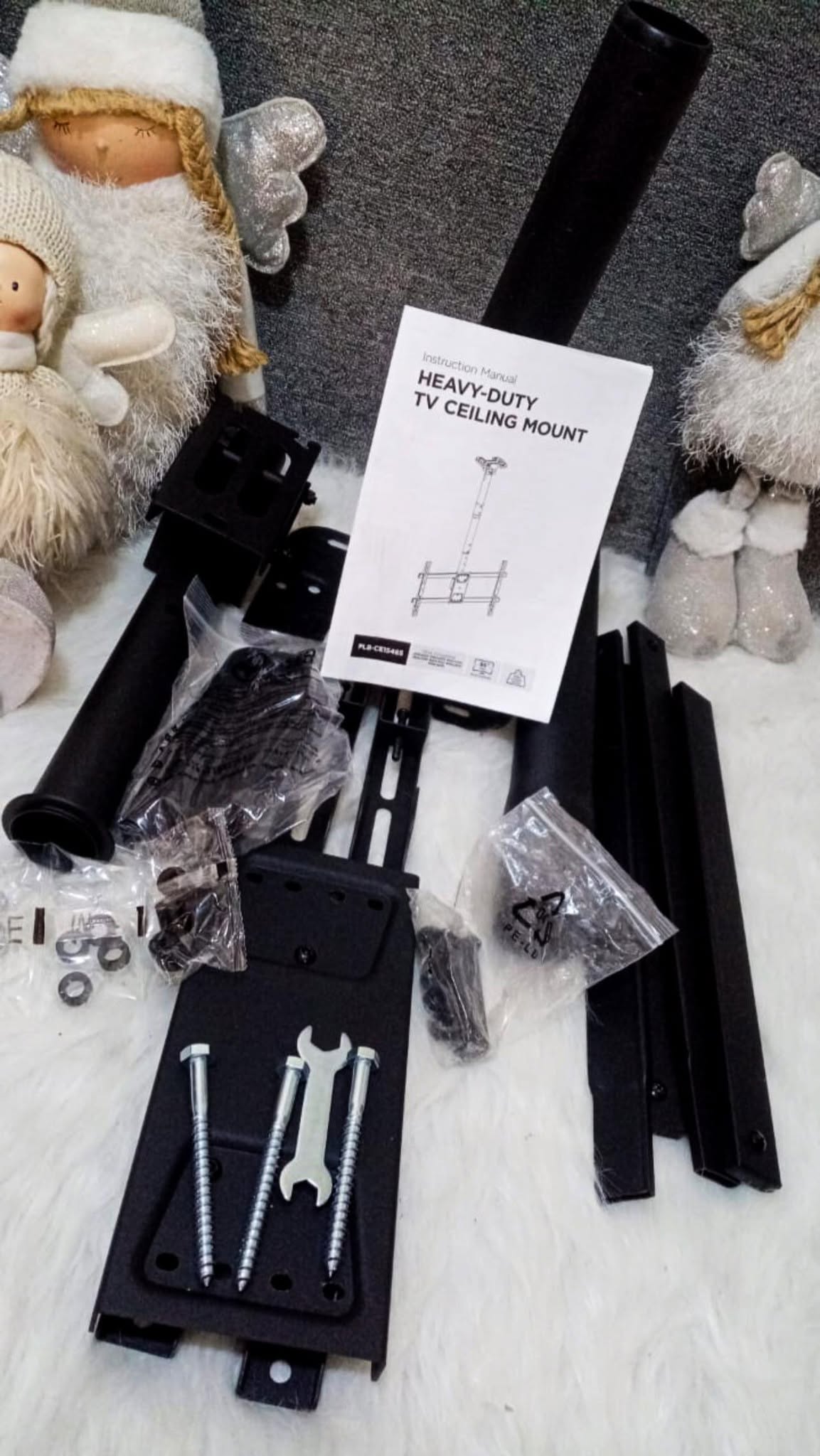 Heavy-Duty Adjustable TV Ceiling Mount – 43–86 Inches