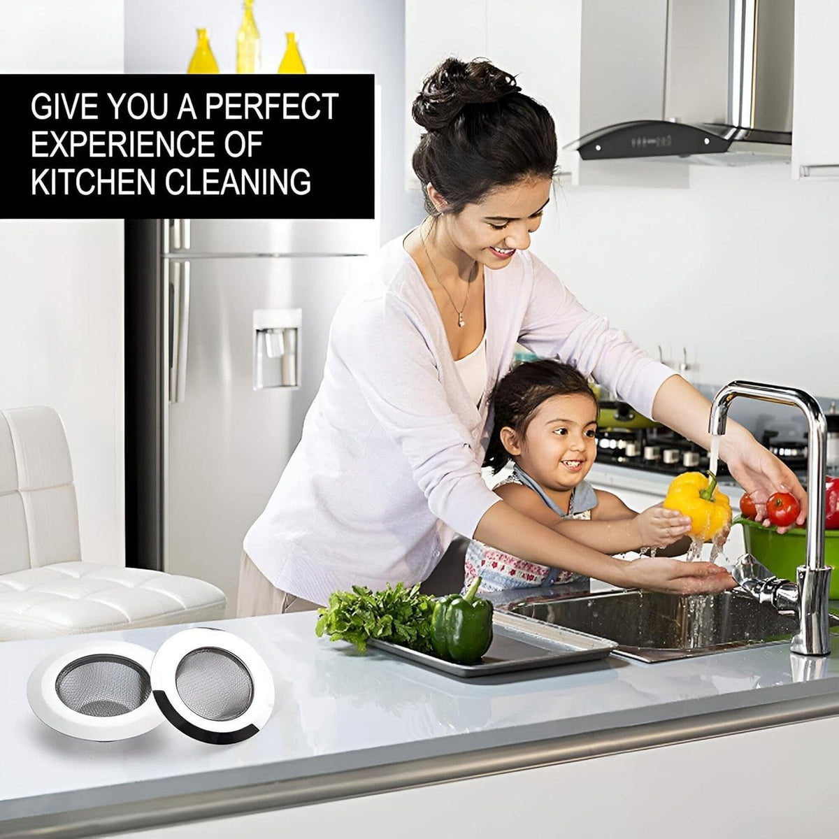 2 Pieces Kitchen Sink Strainer Multifunctional Wire Mesh Drain Strainer