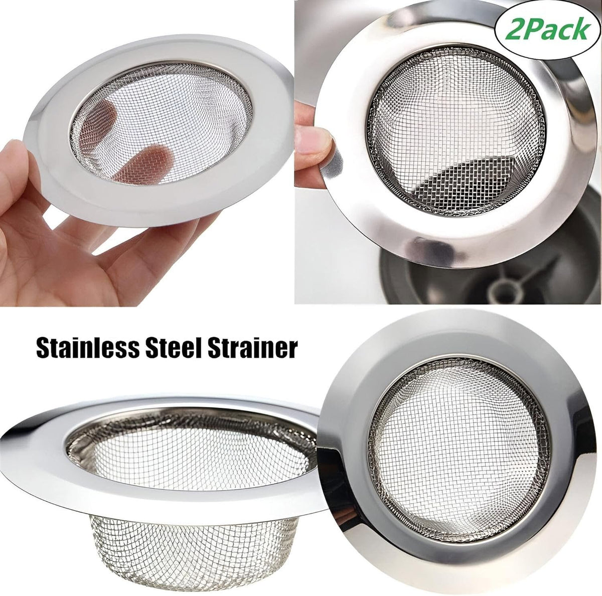 2 Pieces Kitchen Sink Strainer Multifunctional Wire Mesh Drain Strainer