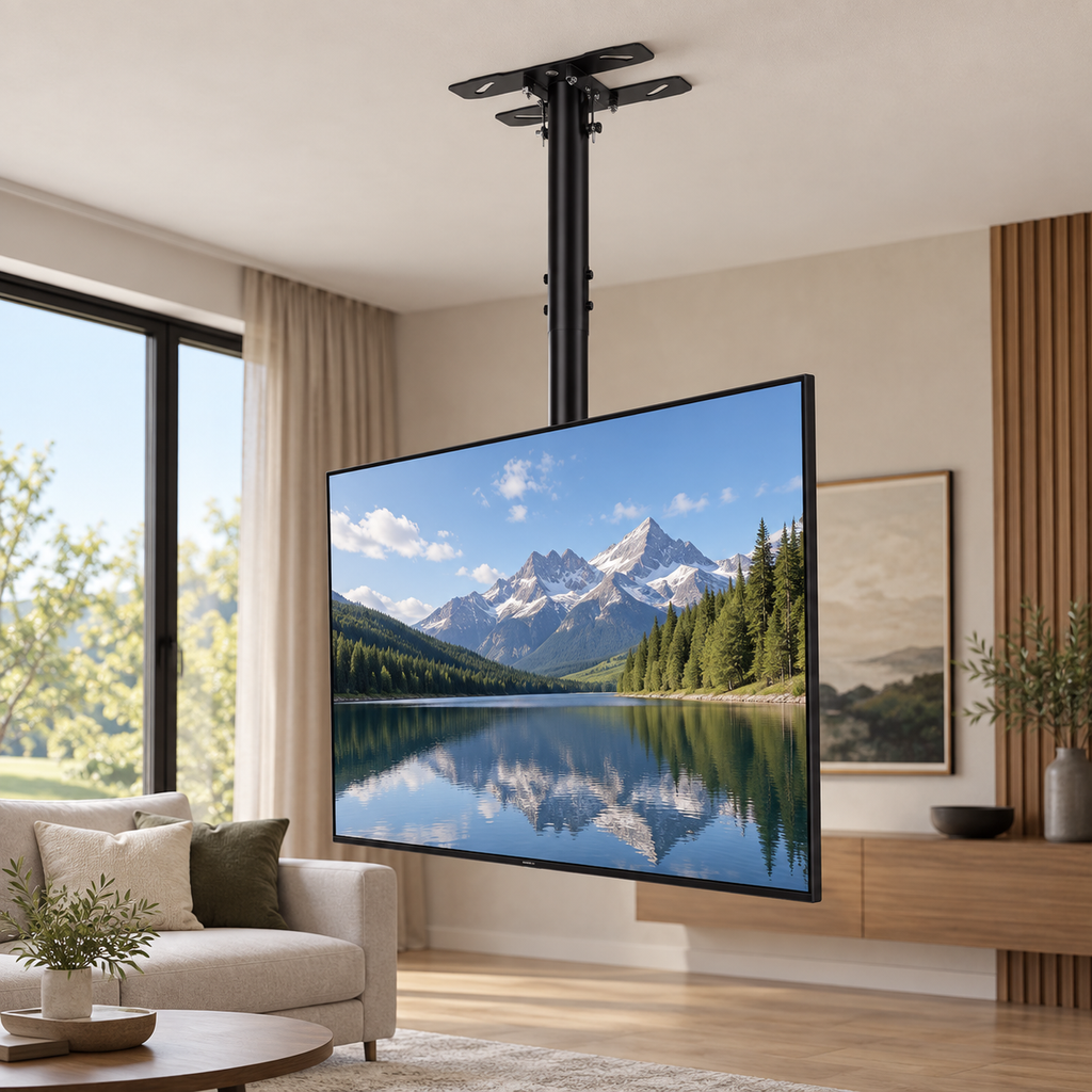 Heavy-Duty Adjustable TV Ceiling Mount – 43–86 Inches