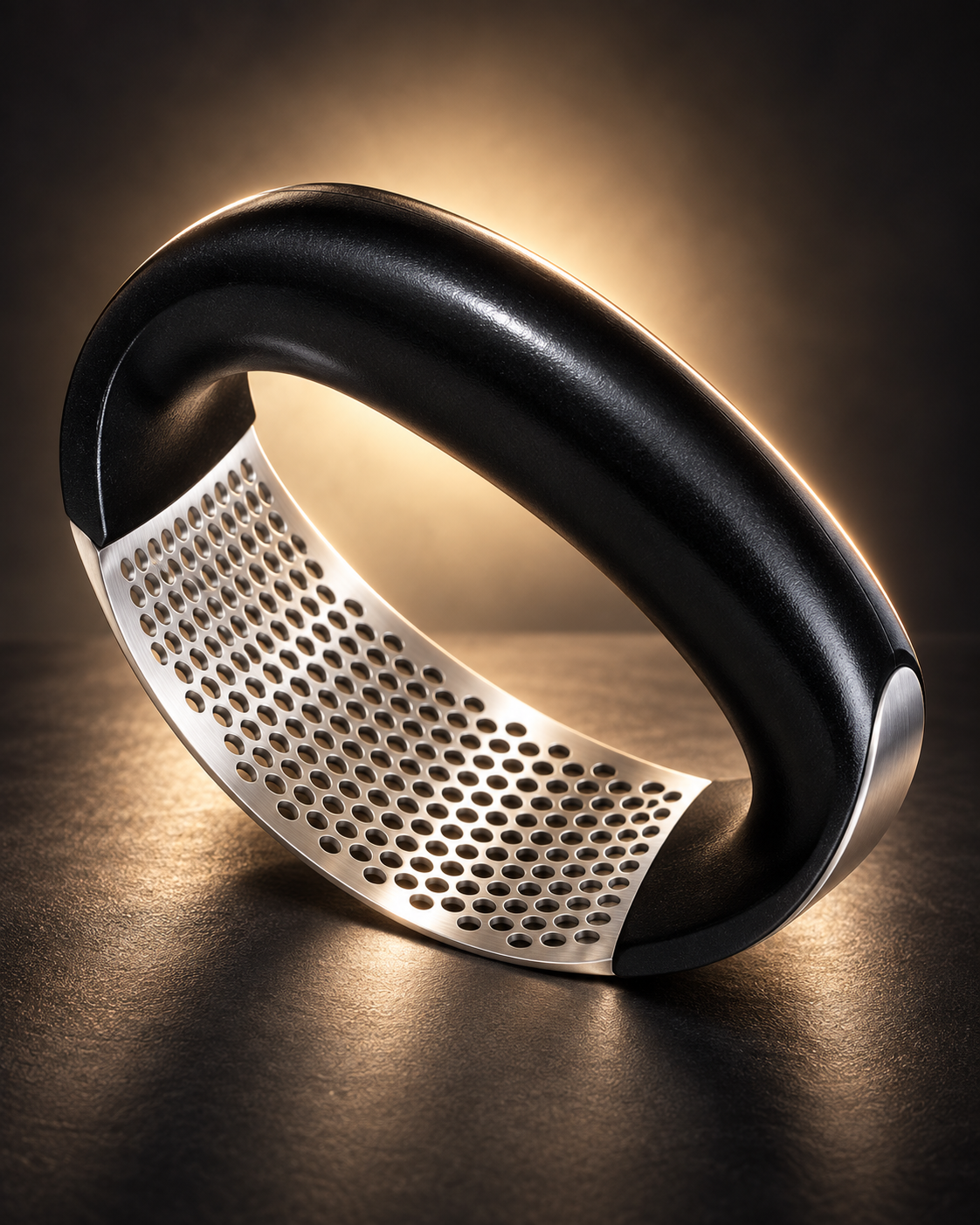 Garlic Rocker Press with Black Handle