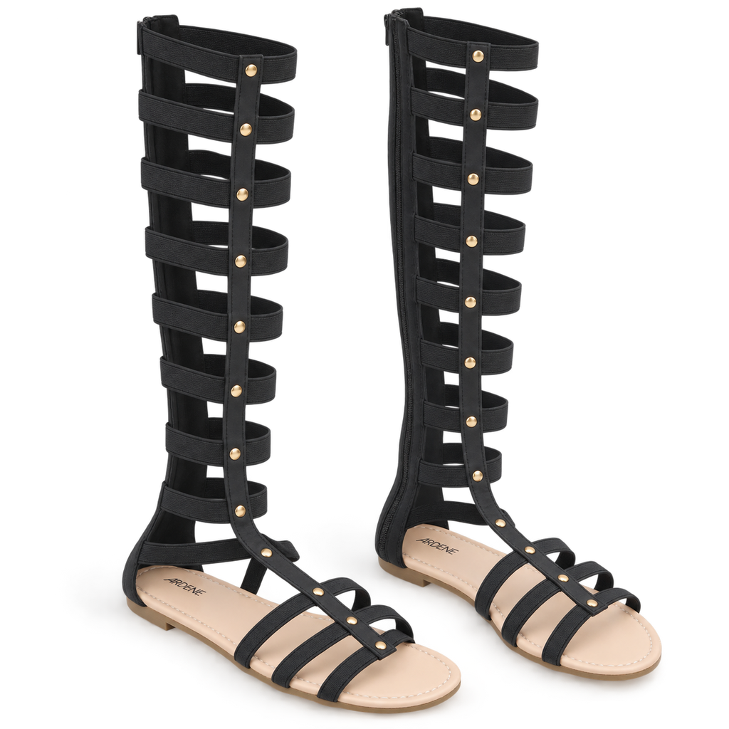 ARDENE Black Studded Tall Gladiator Sandals