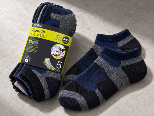 Anko Men’s Sports Low Cut Socks – 5 Pack – Blue Camo