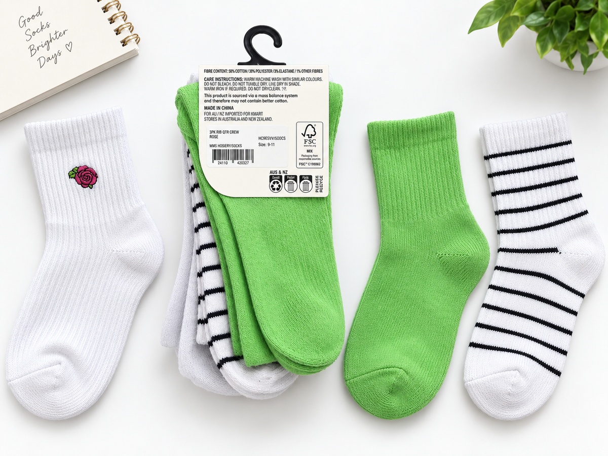 Anko Women’s Casual Quarter Crew Socks – 3 Pack