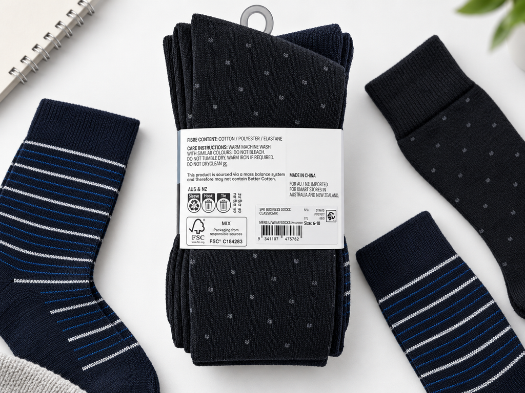 Anko Men’s Business Cotton Crew Socks – 5 Pack