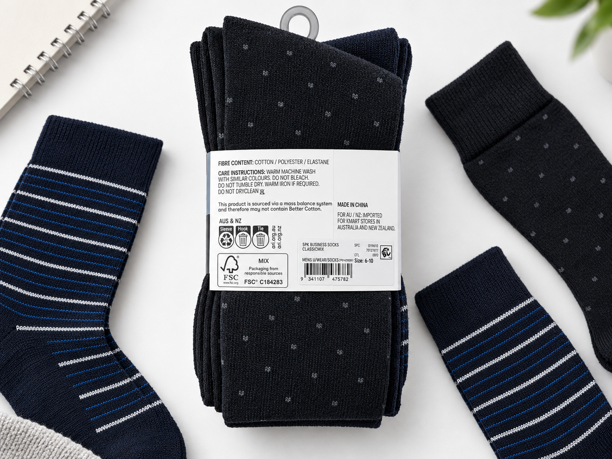 Anko Men’s Business Cotton Crew Socks – 5 Pack