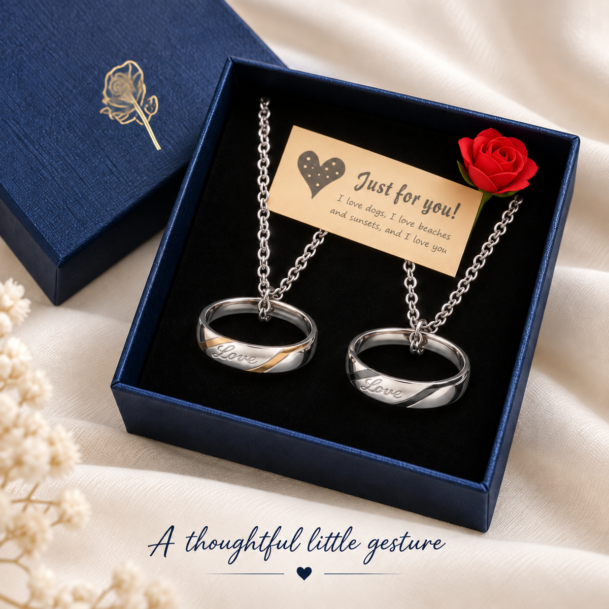 “Love” Ring Pendant Necklace Set