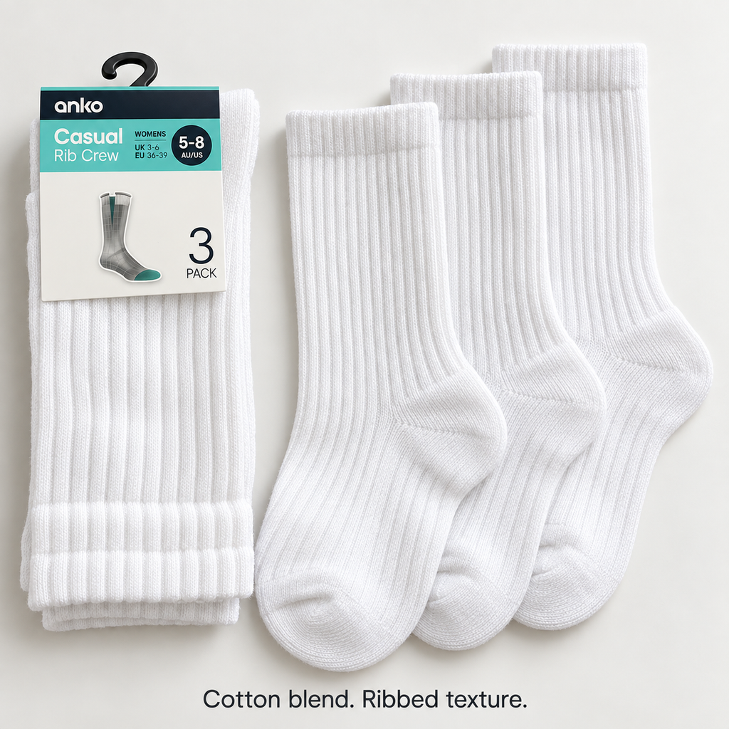 Anko Women’s Casual Rib Crew Socks