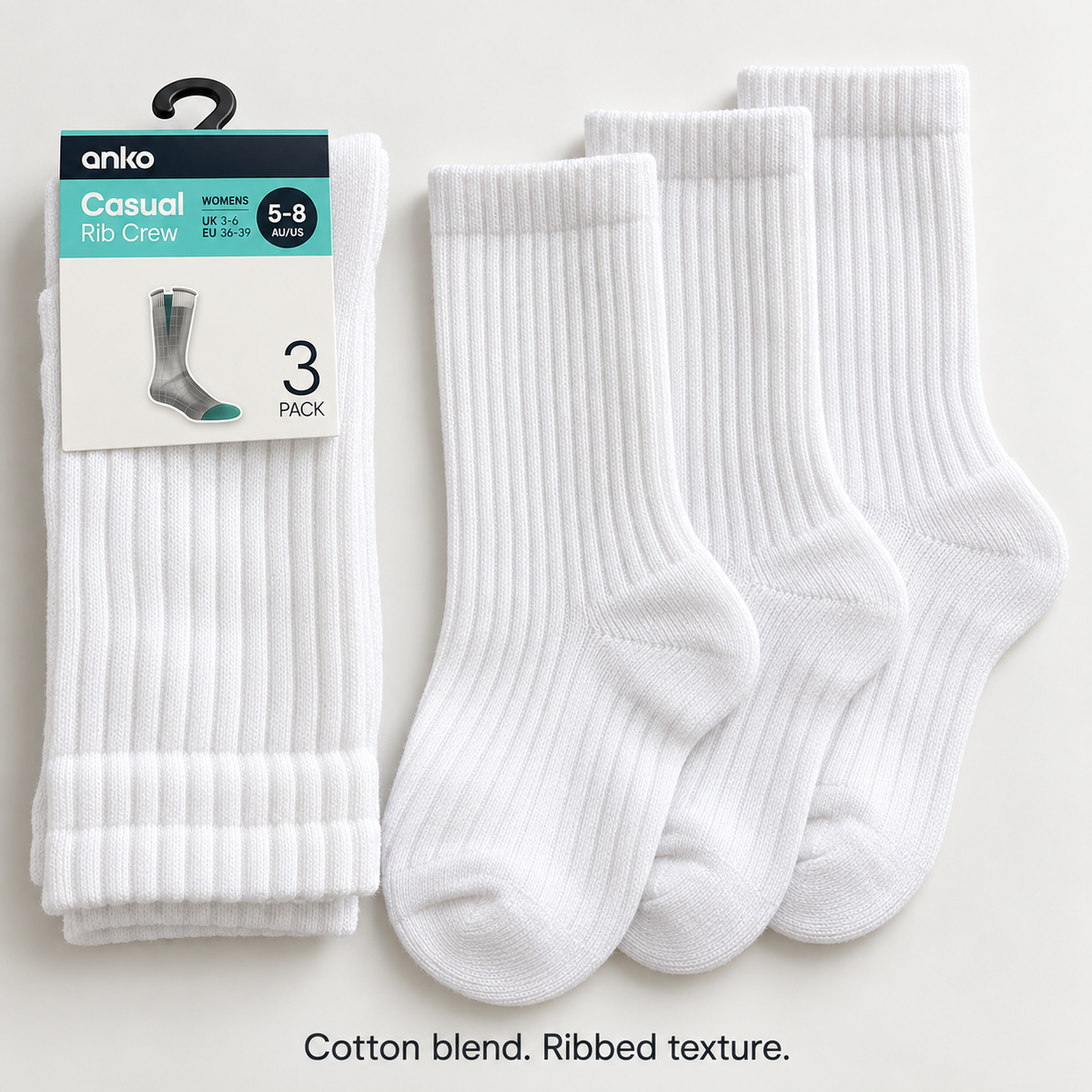 Anko Women’s Casual Rib Crew Socks