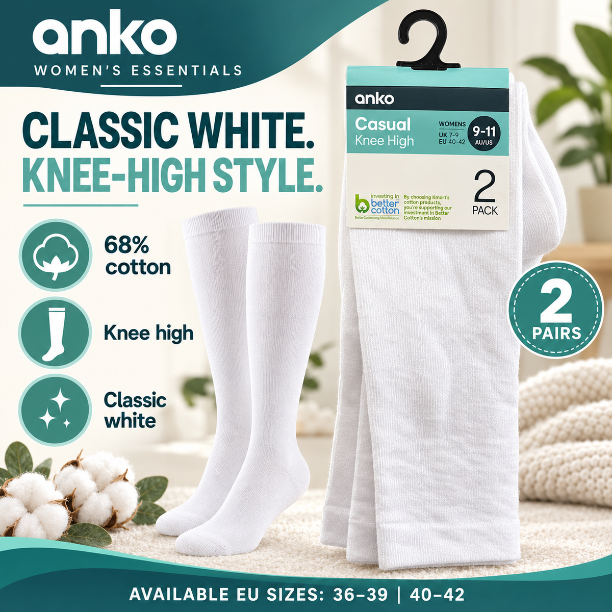 Anko Women’s Casual Knee High Socks