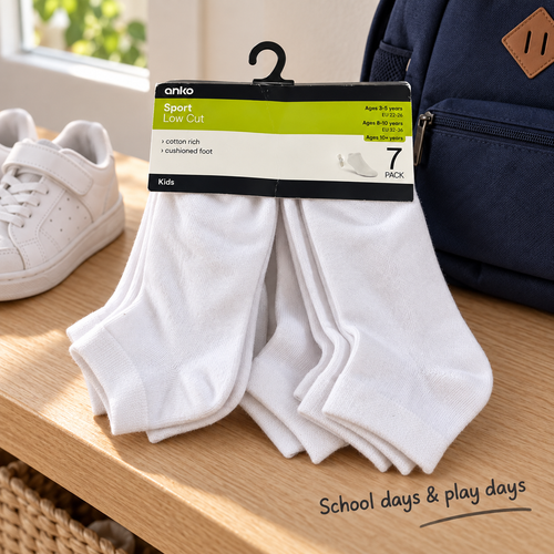 Anko Kids Sport Low Cut Socks 7-pak (white)