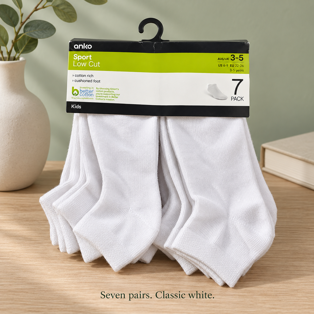 Anko Kids Sport Low Cut Socks 7-pak (white)