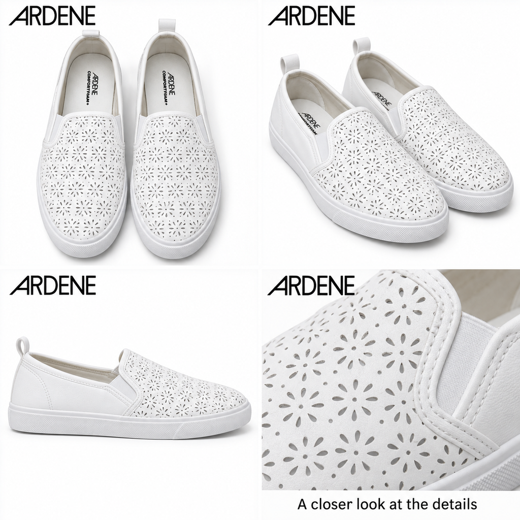 ARDENE Women’s White Floral Slip-On Shoes