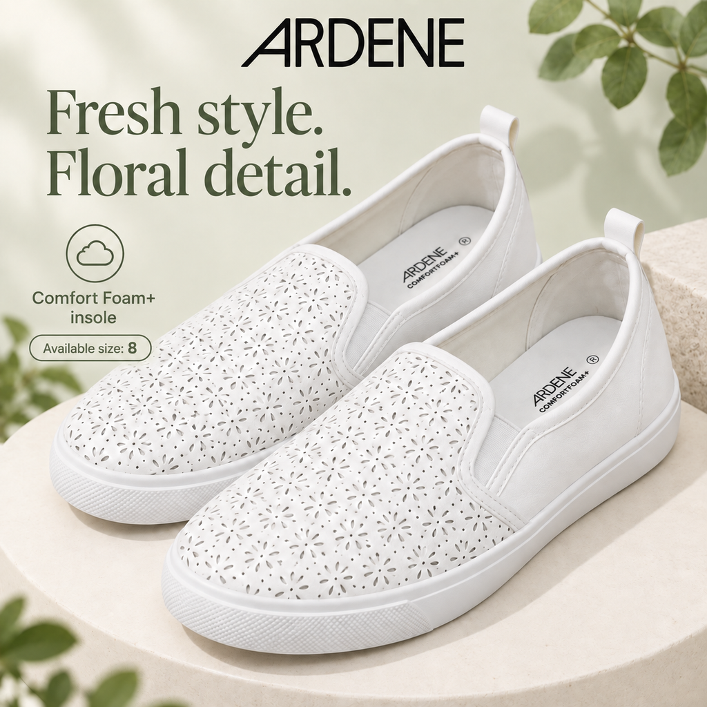ARDENE Women’s White Floral Slip-On Shoes