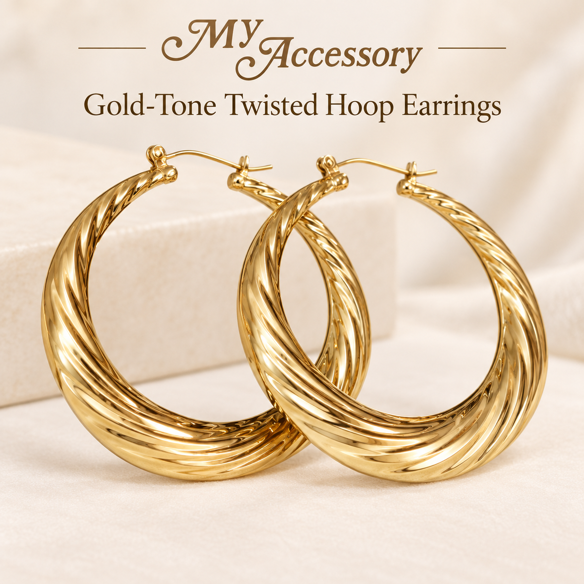 My Accessory Gold-Tone Twisted Hoop Earrings