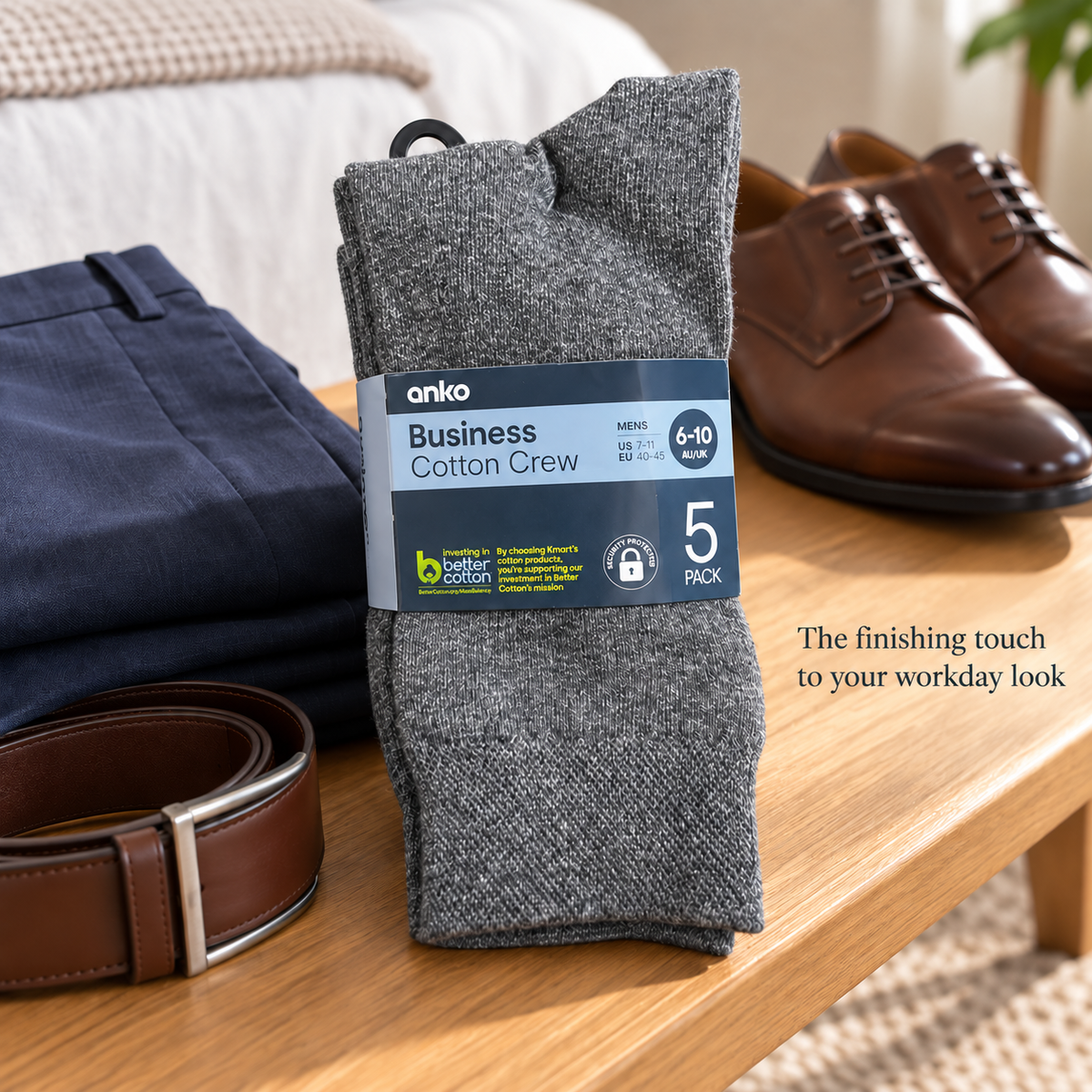 Anko Men’s Business Cotton Crew Socks (Grey)