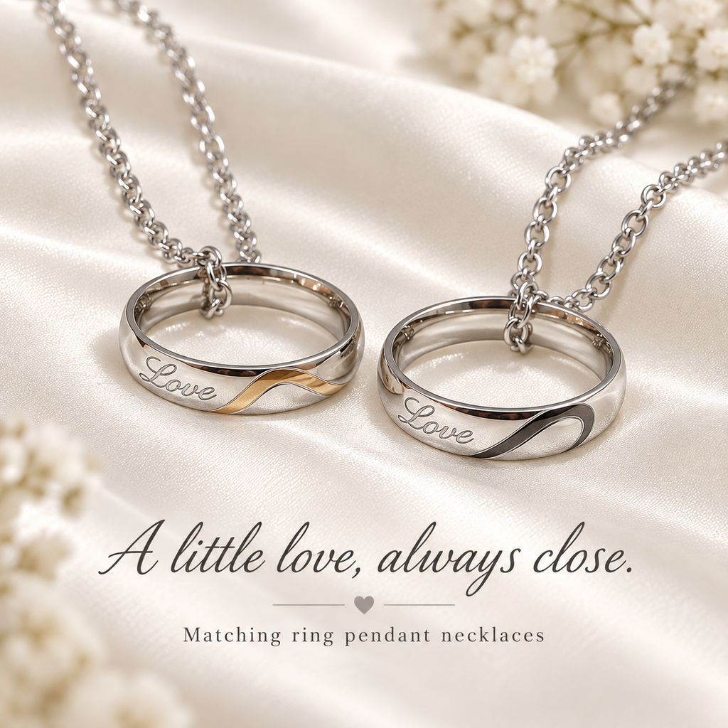 “Love” Ring Pendant Necklace Set