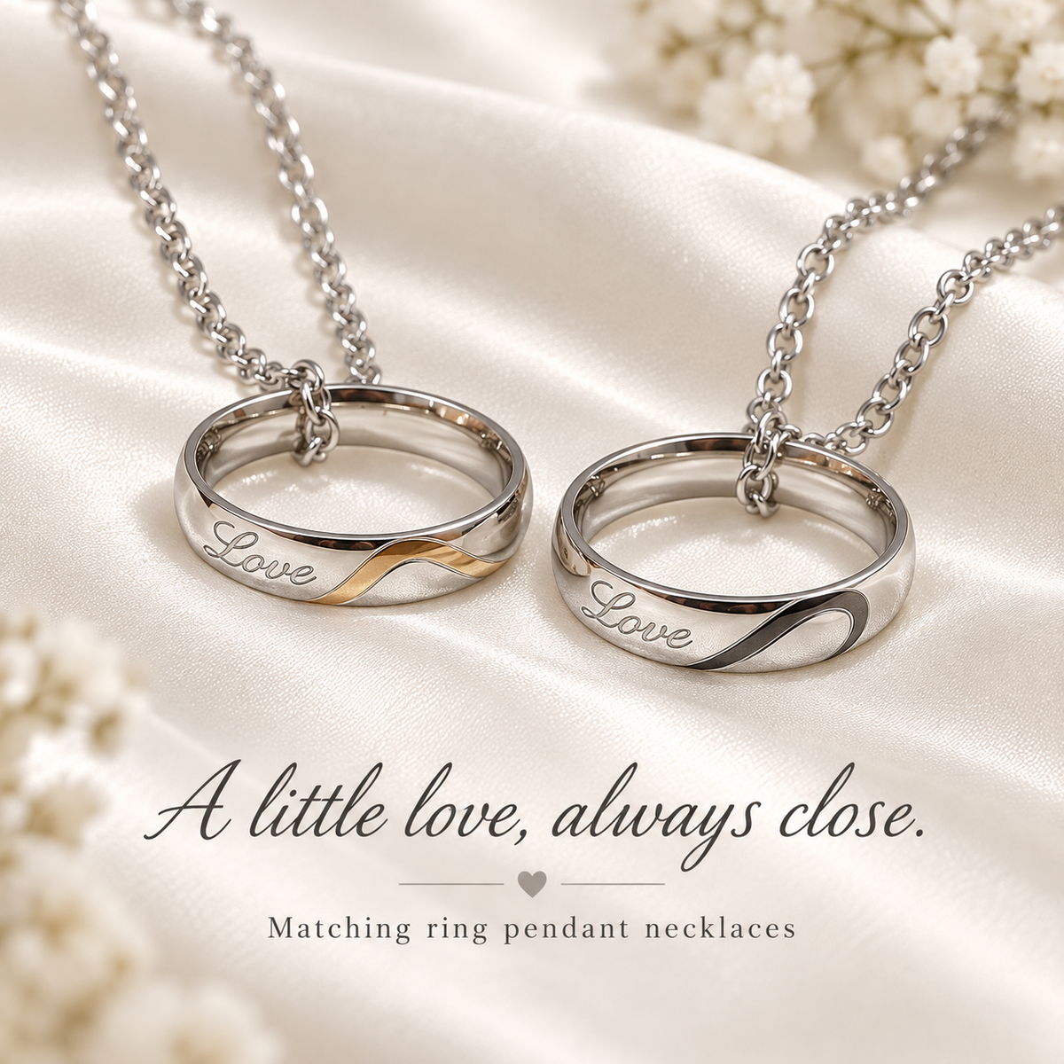“Love” Ring Pendant Necklace Set