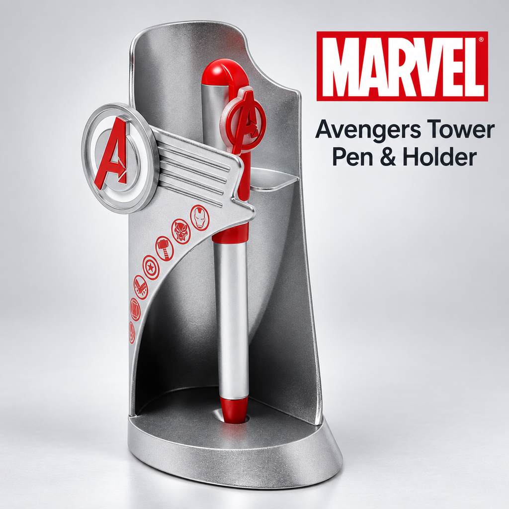 Marvel Avengers Tower Pen with Holder – Silver & Red