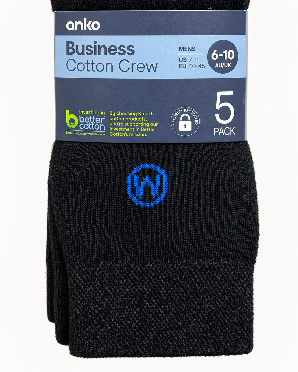 Anko Men’s Business Cotton Crew Socks (Pack 5)