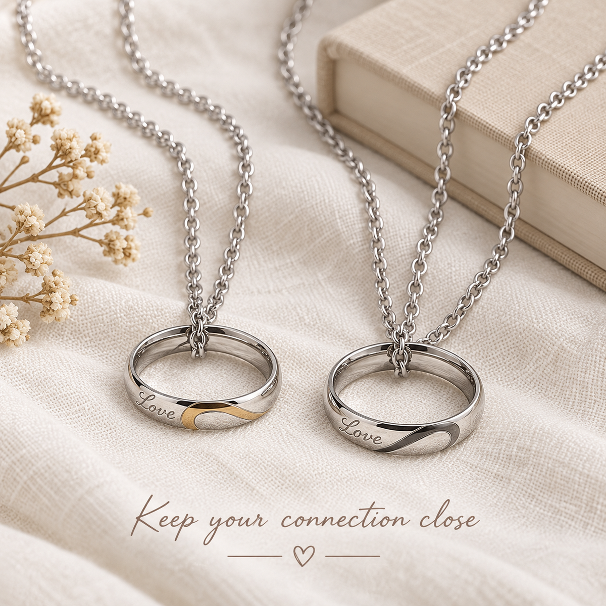 “Love” Ring Pendant Necklace Set