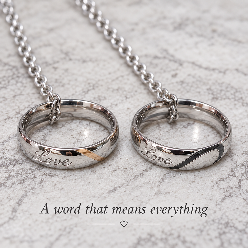 “Love” Ring Pendant Necklace Set