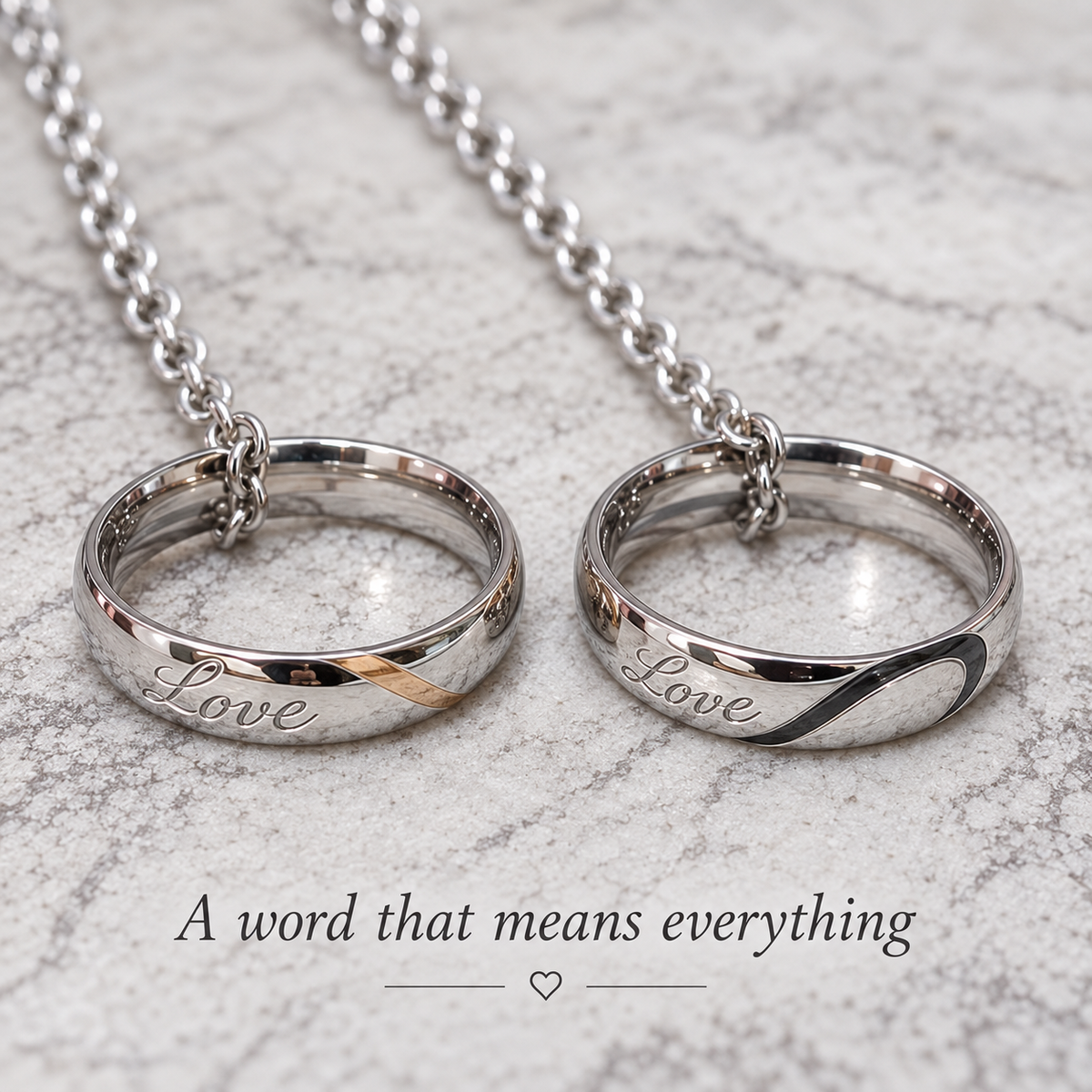 “Love” Ring Pendant Necklace Set