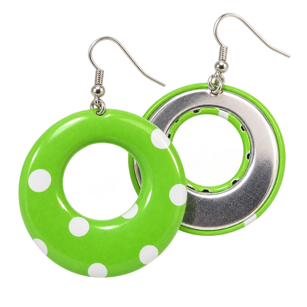 Claire’s Green & White Polka Dot Drop Earrings