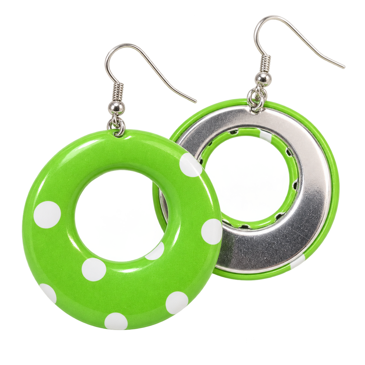 Claire’s Green & White Polka Dot Drop Earrings