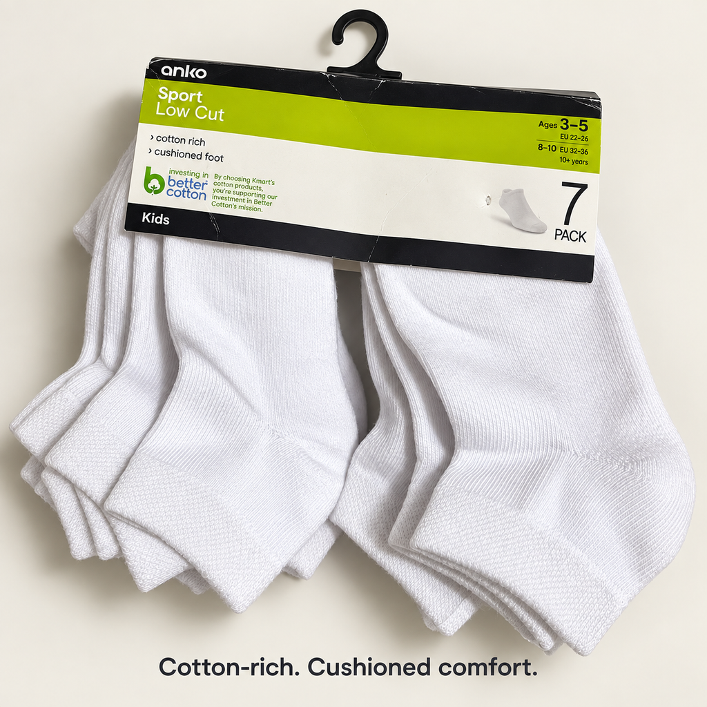 Anko Kids Sport Low Cut Socks 7-pak (white)