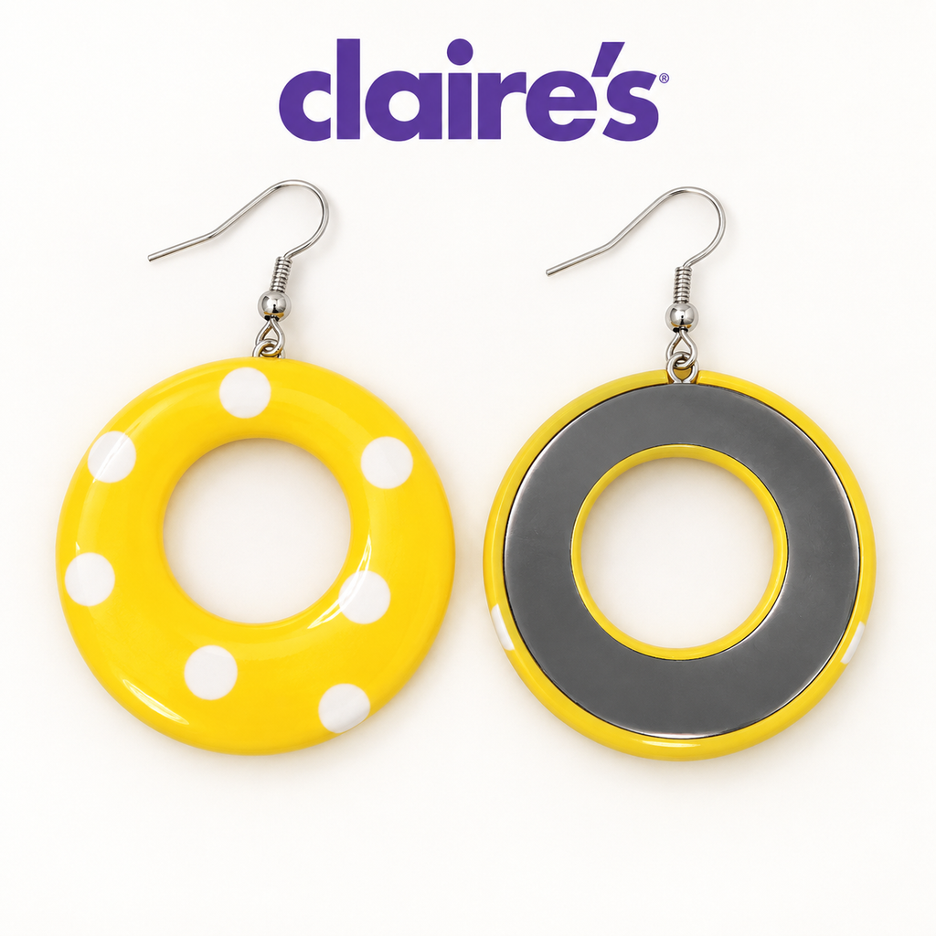 Claire’s Yellow & White Polka Dot Drop Earrings