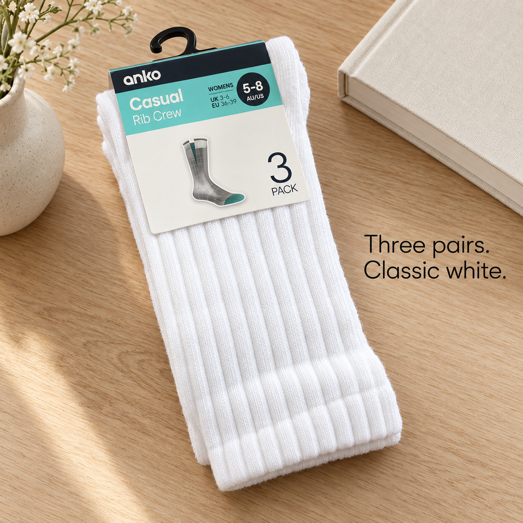 Anko Women’s Casual Rib Crew Socks