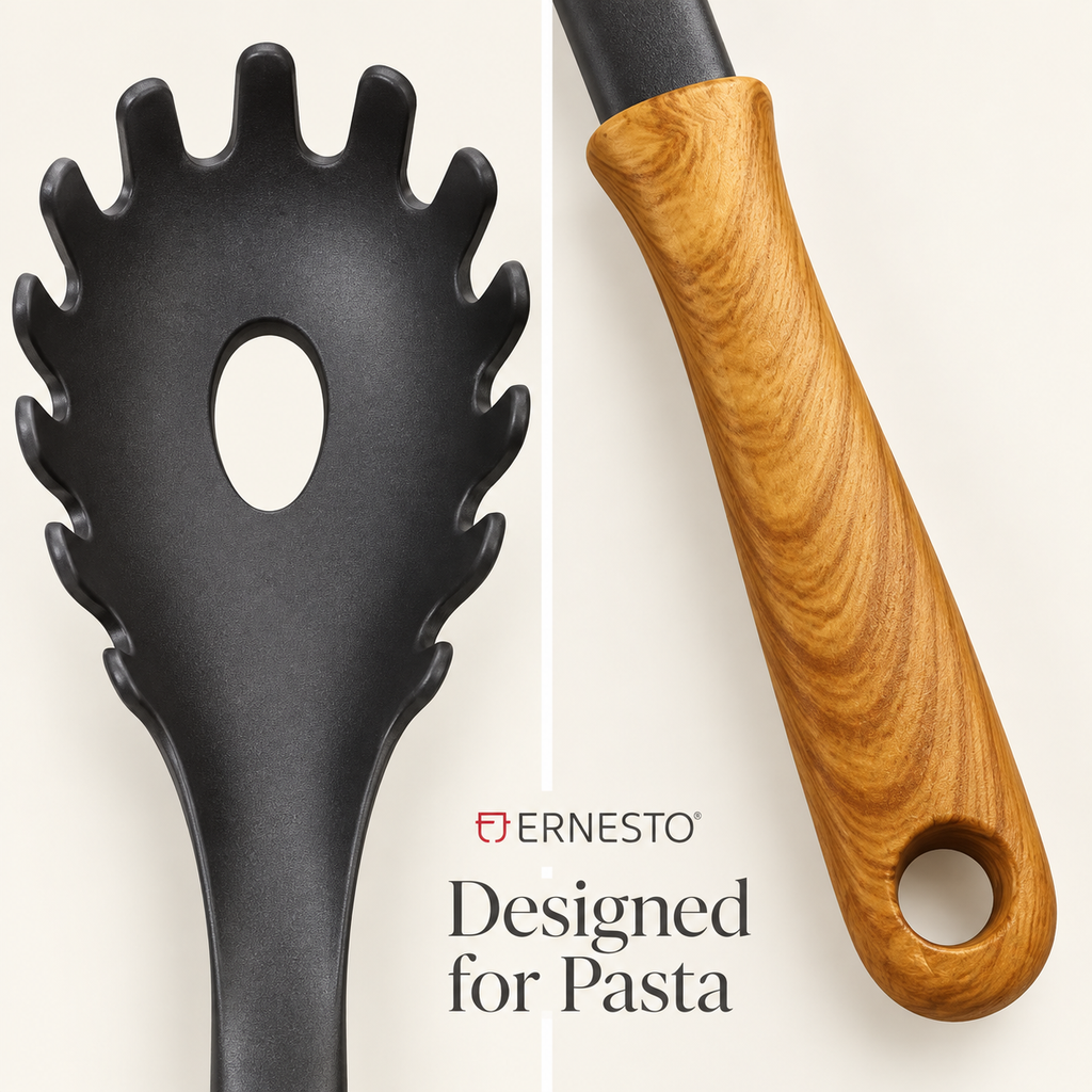 ERNESTO Spaghetti Spoon with Wood-Look Handle