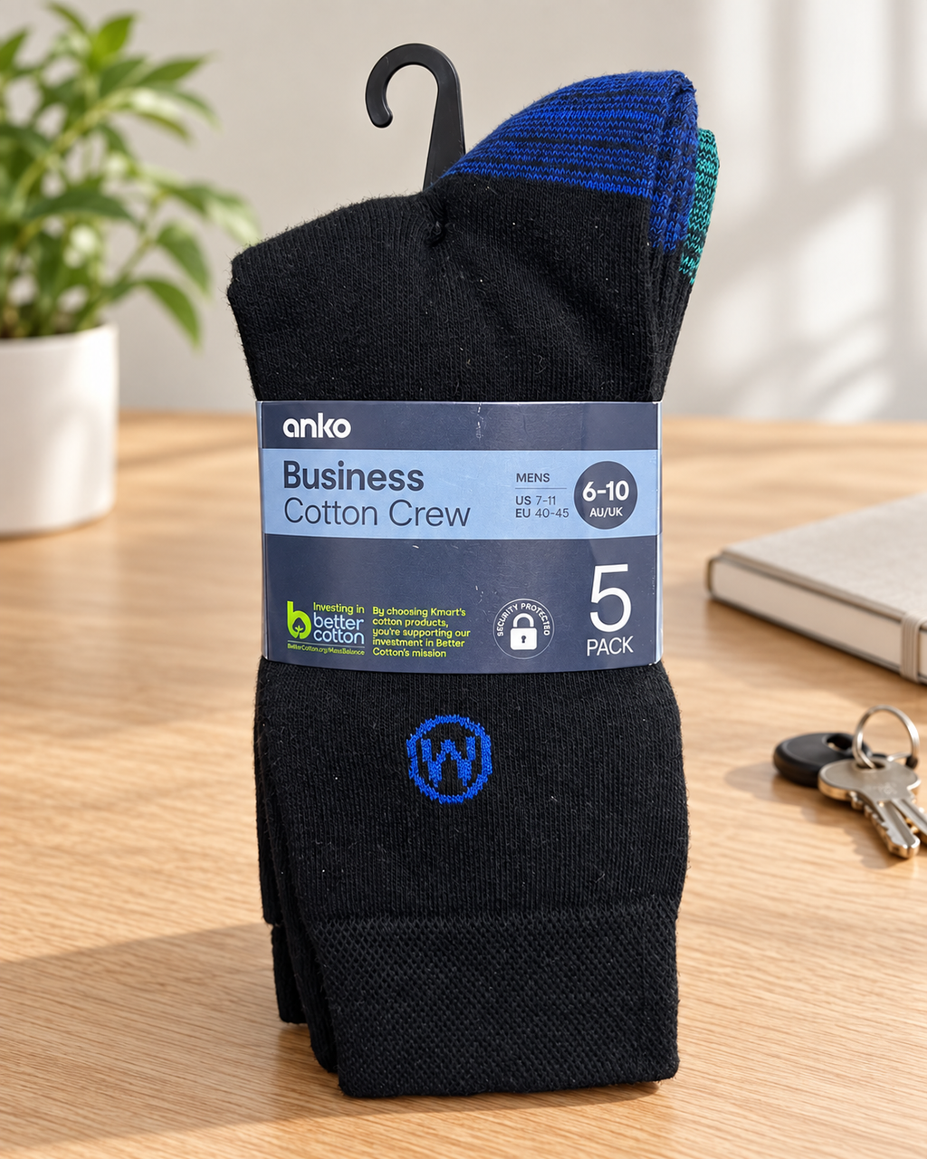 Anko Men’s Business Cotton Crew Socks (Pack 5)