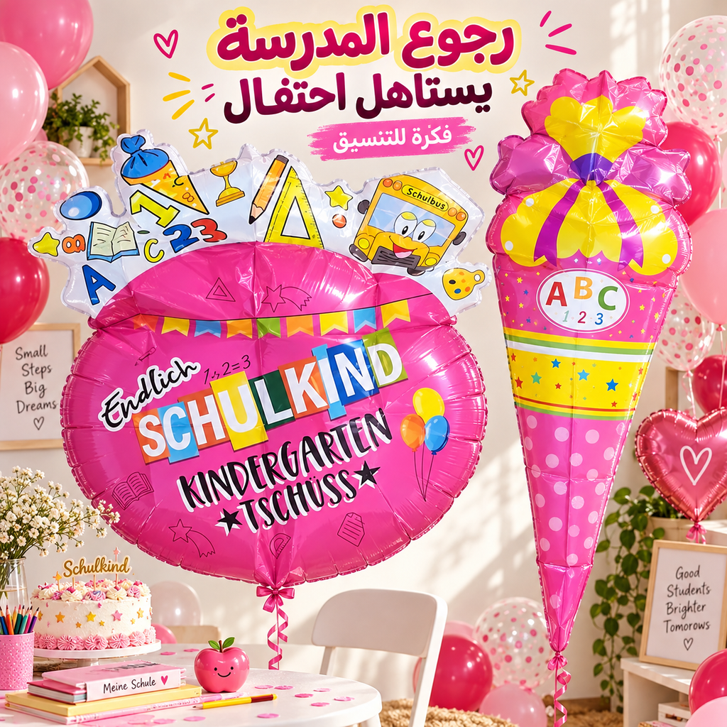 Balloon Pink Back-to-School Party Decoration Set