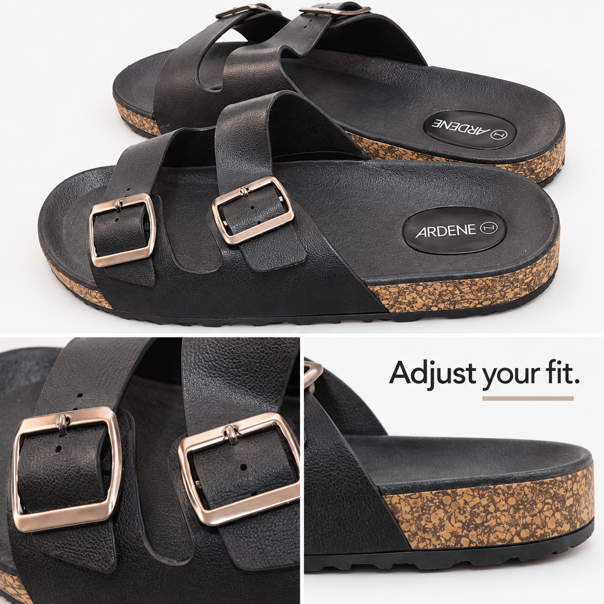 ARDENE Women’s Black Double-Buckle Slide Sandals