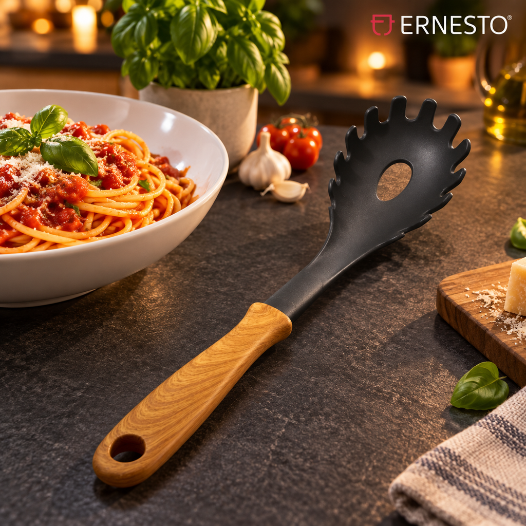 ERNESTO Spaghetti Spoon with Wood-Look Handle