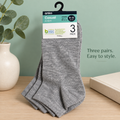 Anko Women's Casual Anklet Socks – 3 Pack (Grey)