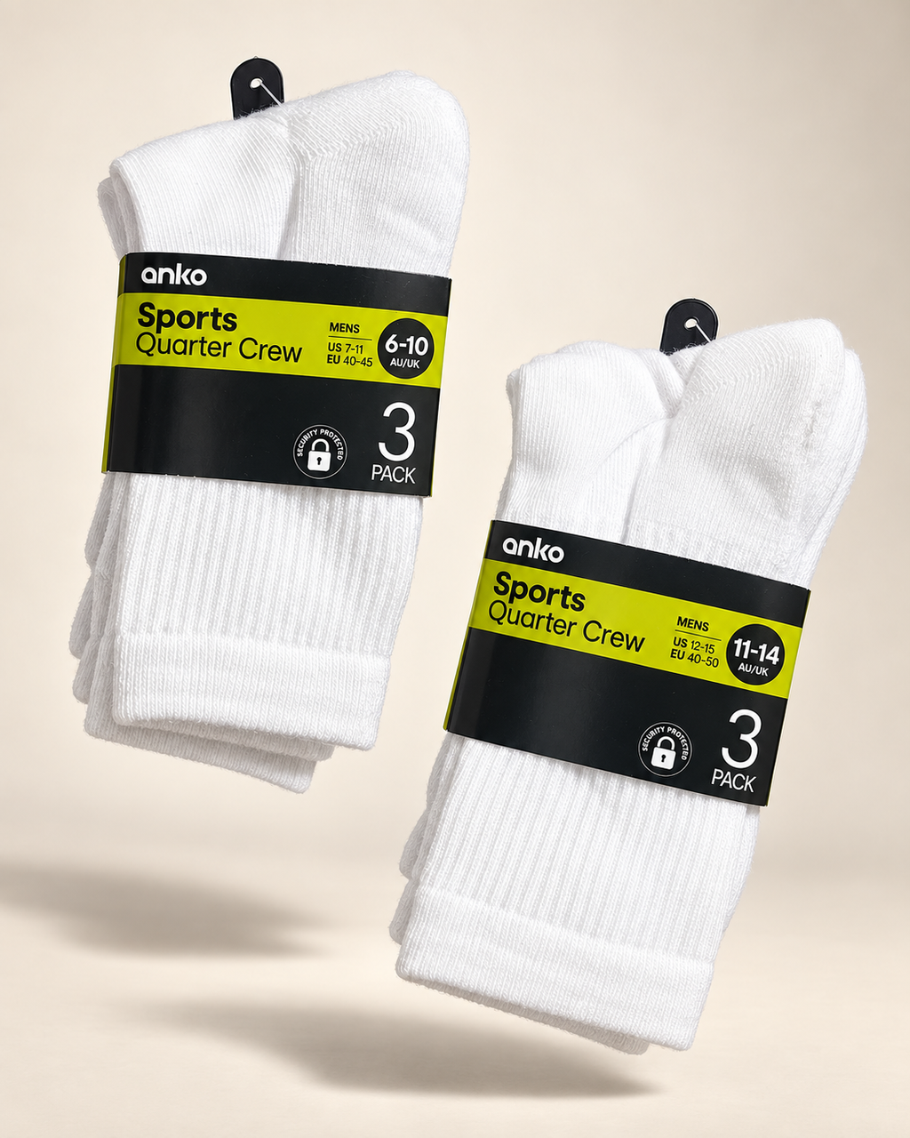 Anko Men’s Sports Quarter Crew Socks